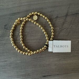 Talbots Gold Beaded Stretch Bracelet Pair